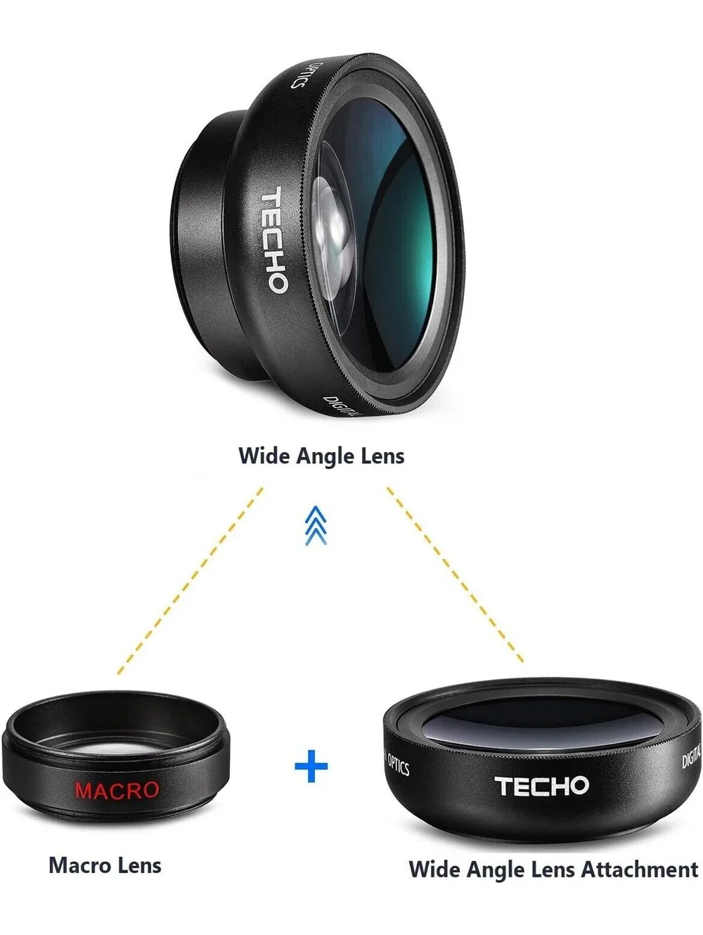 TECHO Universal Professional HD Camera Lens Kit for iPhone X / 8/8 Plus / 7 / 6s